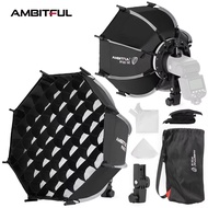 AMBITFUL 30cm PF30 SE 40cm PF40 SE Camera Flash Mini Softbox Portable Octagon Umbrella Softbox + Hon