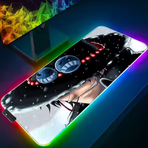 RGB LED Mouse Pad Laptop Anime Keyboard Pad Non-Slip Tablet Pad One Piece Portgas D Ace PC Accessori