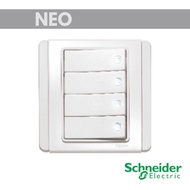 Schneider NEO 10A x 250V 4G Horizontal Dolly Switch white LED E3034H1_EWWW_G2/E3034H2_EWWW_G2