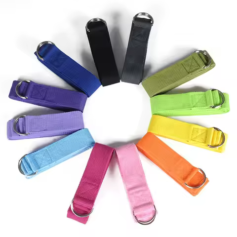 1pcs 1.8M Cotton Yoga Strap with D-Ring Buckle for Pilates Ballet Dance, Adjustable Fitness Belt for