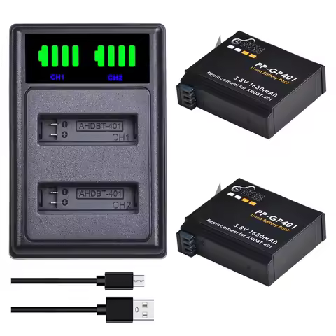 1680mAh AHDBT-401 Battery for Gopro Hero 4 , Dual Charger for Go Pro Hero4 Action Camera Accessory