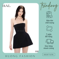 Huong fashion strapless plaid dress