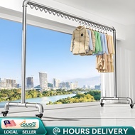 Mega Sale Iron Pipe Clothes Rack With Wheels Heavy Duty Stainless Pengering Pakaian Ampaian Baju Rak