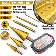 DIY Online4u - 6PCS 4MM-32MM HSS Step Drill Bit Titanium Coated Hss Step Drill Bit