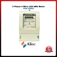 ATEC TNB kWh Meter/ TNB Meter, 3 Phase 4 Wire LCD kWh Meter 240V, 5A, 50Hz c/w MD 30 Min & Pulse Out