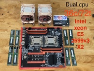 ชุด Mb x99 Dual M.2 x2 cpu Xeon E5 2699v3 dual 36c/72t 2.3-3.6ghz Ram ecc ddr4 32gb-256gb/เพิ่ม M.2 