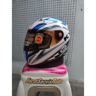 Kyt Fullface C4Tech Race Helmet | Composite Lightweight White Blue Fiber Helmet