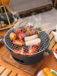 家庭bbq戶外圓形烤網,使用304不銹鋼材料和滾邊設計,韓式燒烤網格,適用於烤肉和蔬菜