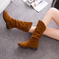 Korea 2024 Korean Style Autumn Winter Classic Martin Boots Womens Suede High Boots Warm Boots Thick 