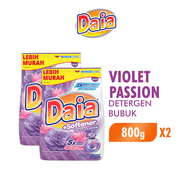 [Paket isi 2] DAIA Detergen Bubuk + Softener Violet Passion 800gr