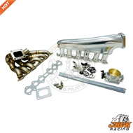 JKVK RACING Billet Intake Manifold Kits+ Turbo Manifold Set With 90MM THROTTLE BODY  For Supra 2JZ 2