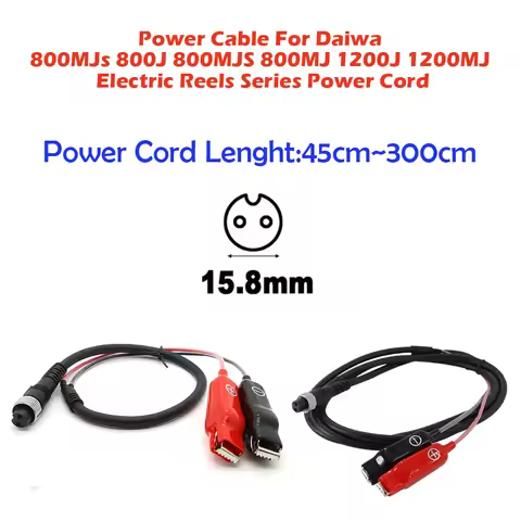 Electric Fishing Battery 45cm To 300cm Alligator Clip Adapter Cable For SHIMANO DAIWA ECOODA Fishing