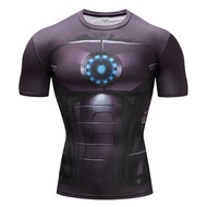 Men's Super Hero Iron Man T-shirt Tight GYM Sportswear T-shirt Quick drying Men's T-shirt
