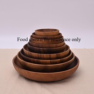 [Wooden Plate] Origin Source Acacia Wooden Round Fruit Plate Deep Plate Solid Wood Sauce Small Plate