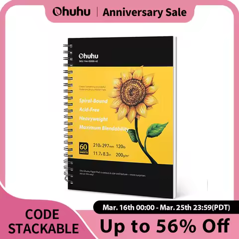 Ohuhu Spiral Bound Marker Pad for Alcohol Markers Art Sketchbook Watercolor Paper Pad Drawing Notebo