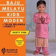 Baju Melayu Moden Kids Teluk Belanga  Warna Dusty Pink