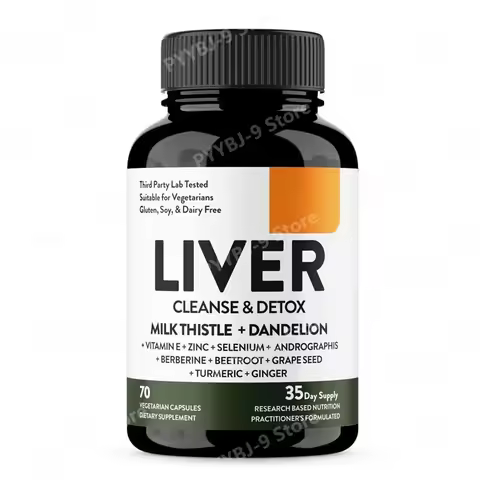 Liver Cleanse Detox Repair Support Capsules Milk Thistle Dandelion Root Turmeric Ginger Botanical He