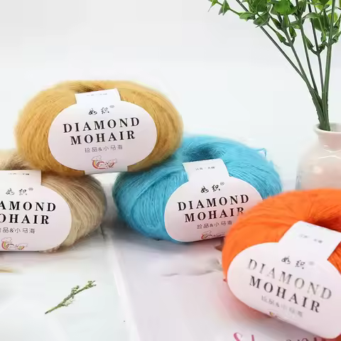 Silk Mohair Segment Dyed Mohair Yarn Balls Hand Knitted Hollow Sweater Wool Yarn Seahorse Hair Wool 