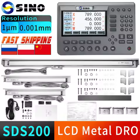 【1μm】SINO 3 Axis DRO Kit SDS200 Set Big LCD Digital Readout KA-300 KA-500 Glass Linear Scale Encoder
