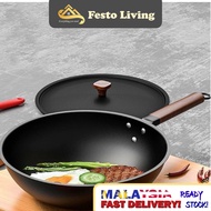 FESTO 😍 Hauson Pure Iron Wok with Non Stick Coating Multifunctional Antirust Cast Iron Frying Pan Ku