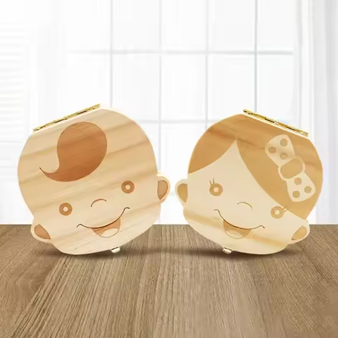 vvocci Organizer Storage Baby Souvenirs Gifts Keepsakes Baby Tooth Box Spanish/Dutch/French/German W