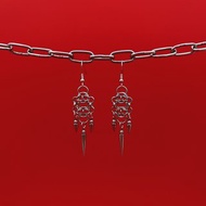 MrR手作不鏽鋼圈S925銀鉤卯釘吊墜吊掛式耳環一對