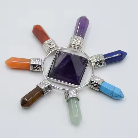New Hot Selling Reiki 7 Chakra Pyramid Natural Stone jewelry Energy Generator crystal stone Points H