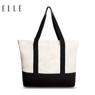 ELLE Canvas Tote bag Large Capacity Shopping Tote Bag Shoulder Bag Zipper Inner Pocket Travel Bag Fo