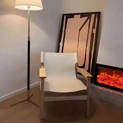 High-end Leather Chair, Danish Leisure Single Back Chair, Solid Wood Saddle Leather Armchair, Home B