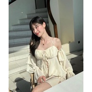 Adele-CREAM (Set Of Chiffon Shirt With Skirt And Pants) AD-CREAM