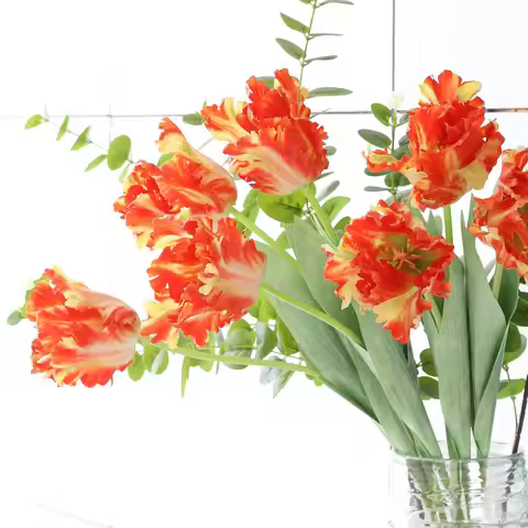 1 PCS 68cm Single Stem Artificial Parrot Tulip Silk Flowers Home Decor Wedding Table Room Decoration
