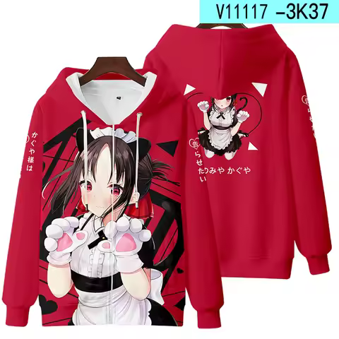 Hot Kaguya - sama: Love Is Wa Anime Zip up hoodies 3D Print Men Casual Women Long Sleeve Man Tees Co