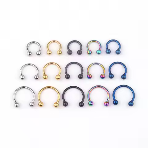 5pcs 316L Surgical Stainless Steel Horseshoe Small Septum Rings Smiley Piercing Jewelry Circular Cur