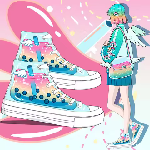 Amy and Michael Original Design Fashion Women Sneakers Colorful Hand Painted Canvas Shoes Students C