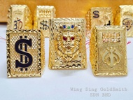 Wing Sing 916 Gold Men Logo Biscuit Ring Collection / Cincin Dollar Om Sanskrit Logo Lelaki Biskut Emas 916