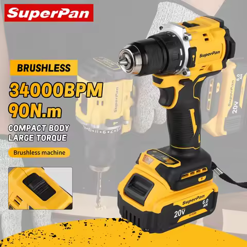 20V Rechargeable Brushless Compact Electric Screwdriver,90N.m high torque Hand Drill Impact Drill Fo