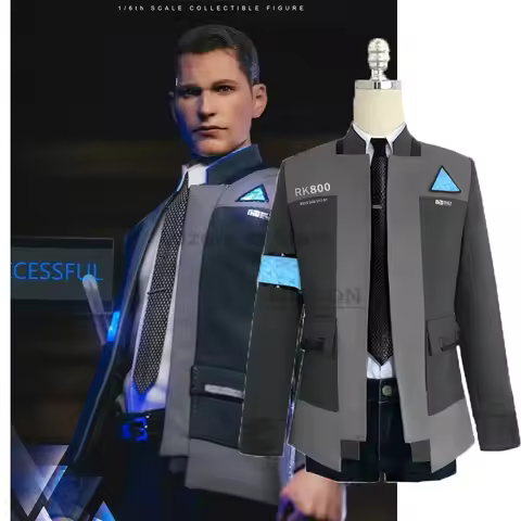 Game Detroit Become Human Cosplay Costume Connor Cosplay Uniform Men Jacket White Shirt Tie RK800 Co