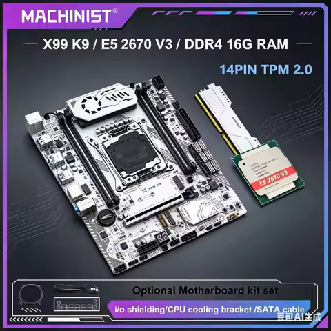 MACHINIST X99 K9 Motherboard Optional LGA 2011-3 Xeon E5 2670 V3 Processor CPU And 16GB DDR4 ECC RAM