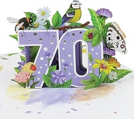 Cardology 70th Birthday Pop Up Card - 70th Birthday Flower Card for Women (Green|Grey|Beige|Blue|Yel