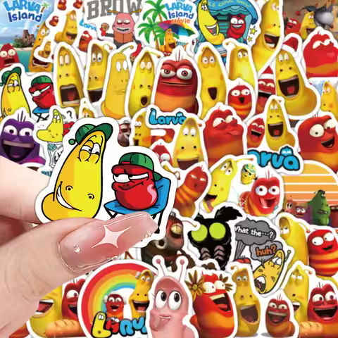 10/60PCS Animation Short Film Stickers Larva Cartoon Kids Toys Kawaii Insect Graffiti Decals Laptop 