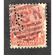 AUSTRALIA, NEW SOUTH WALES, Coat of Arms, Queen Victoria, Lyrebird, USED, LOOSE STAMP, ONE STAMP ONL