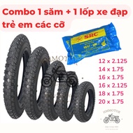 Combo săm lốp (ruột vỏ) xe đạp trẻ em các cỡ 12x2.125 14x1.75 16x1.75 18 x 1.75 20x1.75
