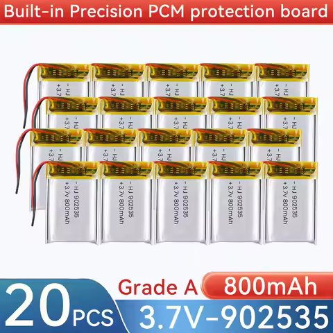 902535 3.7V 800mAh Rechargeable Li-ion Polymer Battery for 502535 702535 802535 602535 102535 PH2.0 
