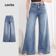 Lovito Casual Jeans Pocket Washed All Seasons Blue Jeans for Women L149ED547 Lovito Seluar Jeans Kas