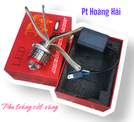 Bóng led h4 bi cầu sáng pha trắng cốt vàng dành cho xe xài bóng 3 chân đèn led bi cầu h4 đèn led h4