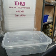 Thinwall DM 650 ml Persegi / Food Container / Kotak Makan Terlengkap isi 1-10 pcs