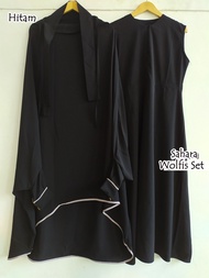 Syari Sahara exclusive french hijab | Gamis Set Niqob Syari | Dress Muslimah Set Niqob Wolfis Premiu