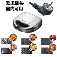 เครื่องย่างขนมปังแบบหกในหนึ่ง Waffle Cake Sandwich Panini Toaster สำหรับทำอาหารเช้า เครื่องไฟฟ้าในคร