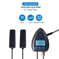 9953W Bluetooth Wifi Digital Water Quality Tester Mini 5 in 1 Analyzer PH / EC SALT S.G Temperature 
