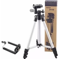 Tripod-tongsis 3110-folding-Tripod 3110 Stainless With 3x Extend Leg-Suite Tripot For Smartphone, Camera, Handycam-Tripod HP And Universal Camera +Free Holder U And Tripod Bag Camera Mount-Tongsis 1 Meter